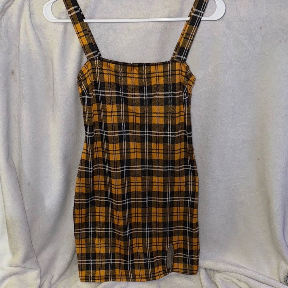 Forever21 Plaid Yellow and Black Women's Dress